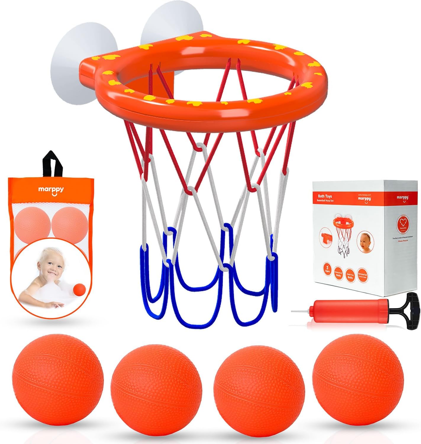 Bathtub Basketball Hoop Bath Toy Set for Kids