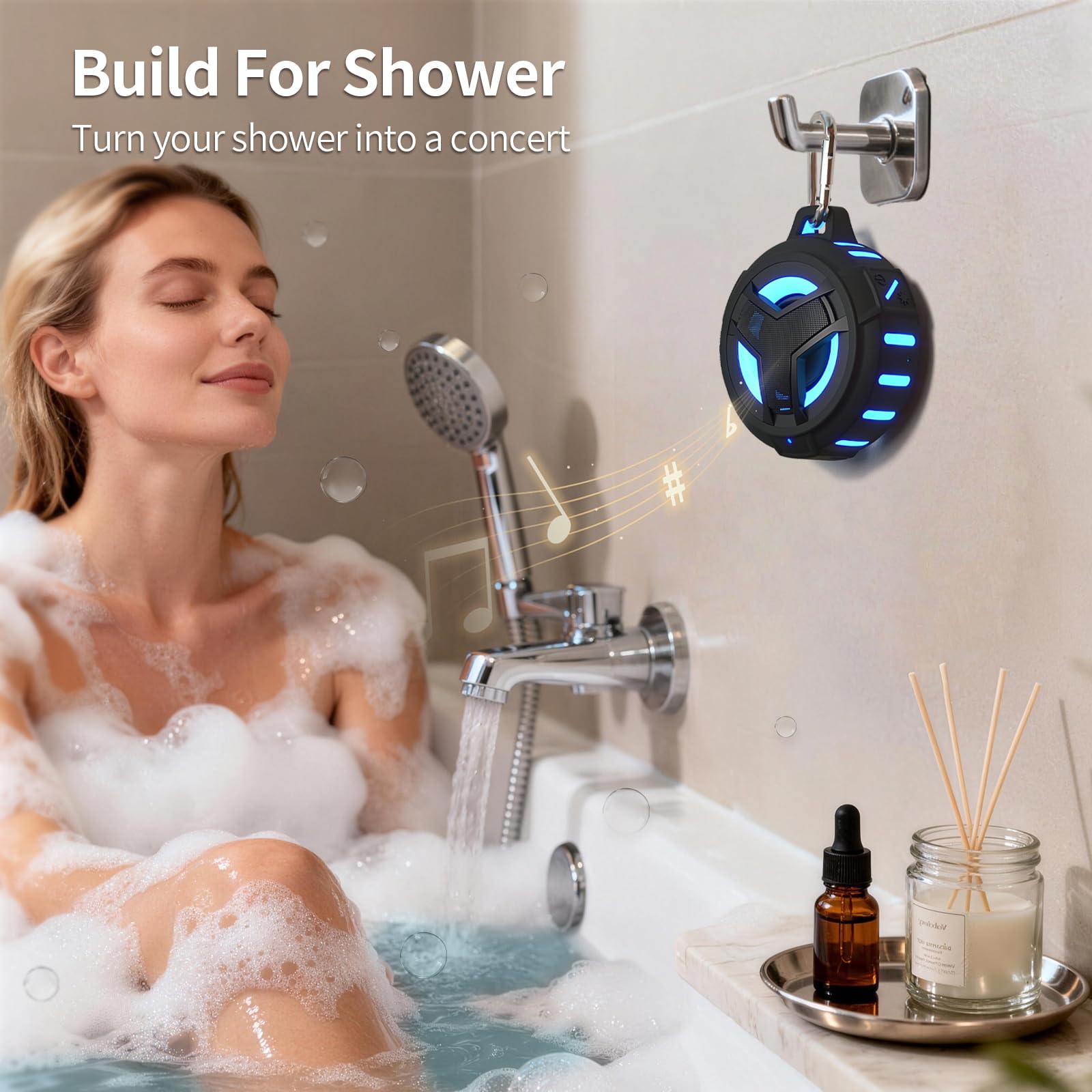 Bluetooth shower speaker lifestyle new home gift for him or her