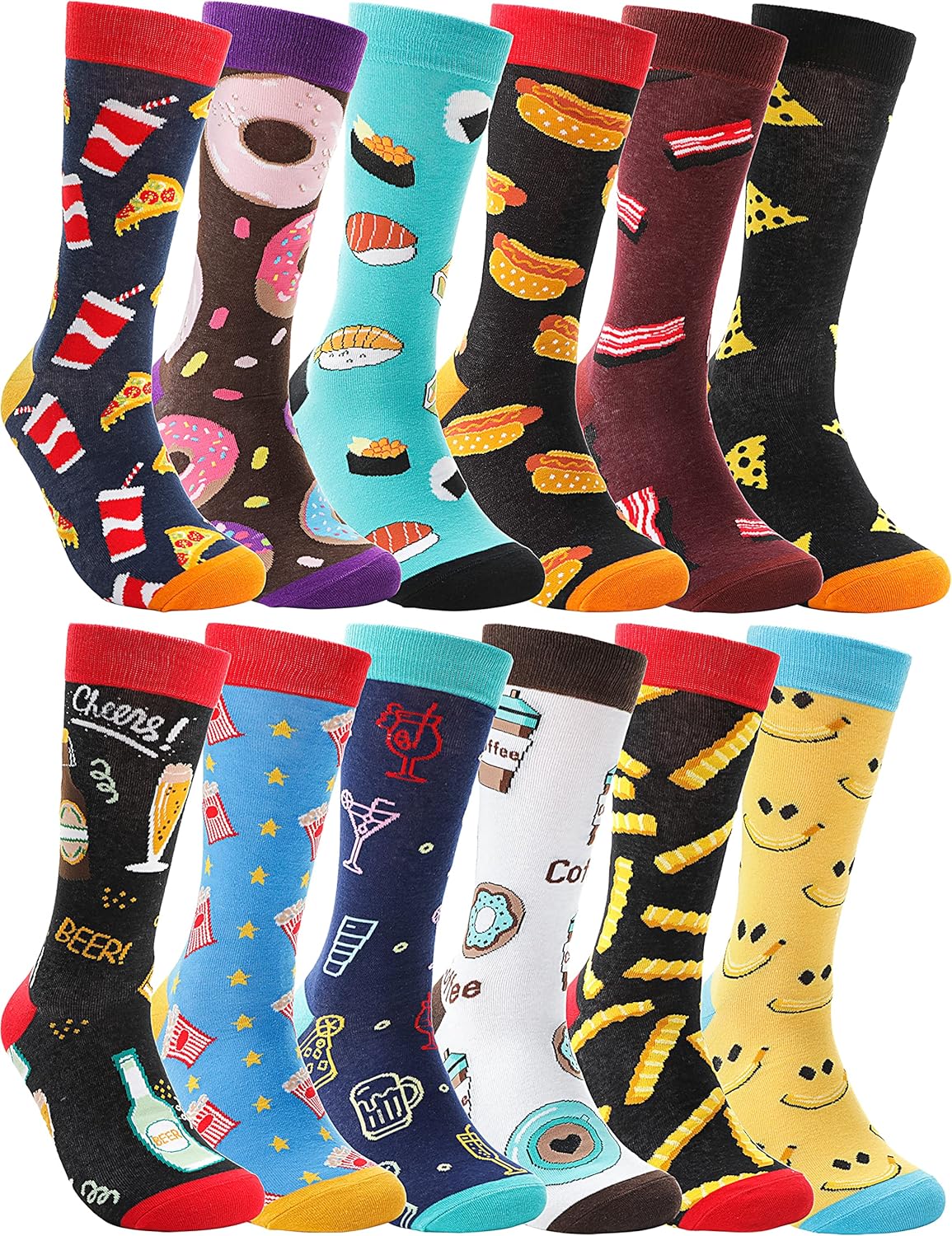 MOGGEI Funny Novelty Socks Set Fun Food Prints