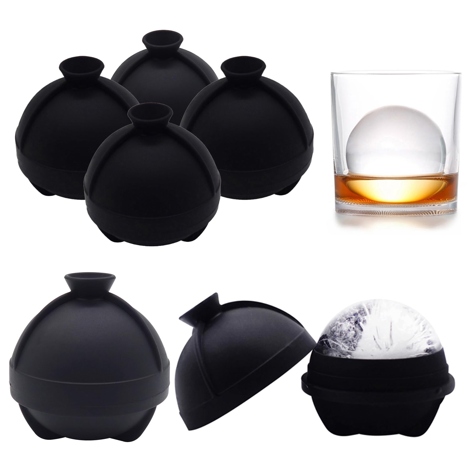 Ice sphere molds 6 pack silicone whiskey ball cocktail housewarming gift