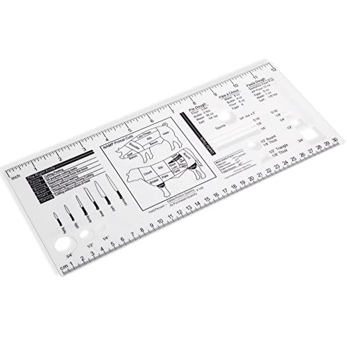 Acrylic culinary ruler being used in kitchen for precise food cutting