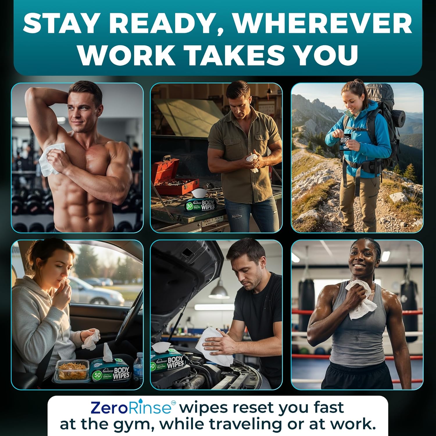 No Rinse Shower Sheets Travel Bath Wipes Camping