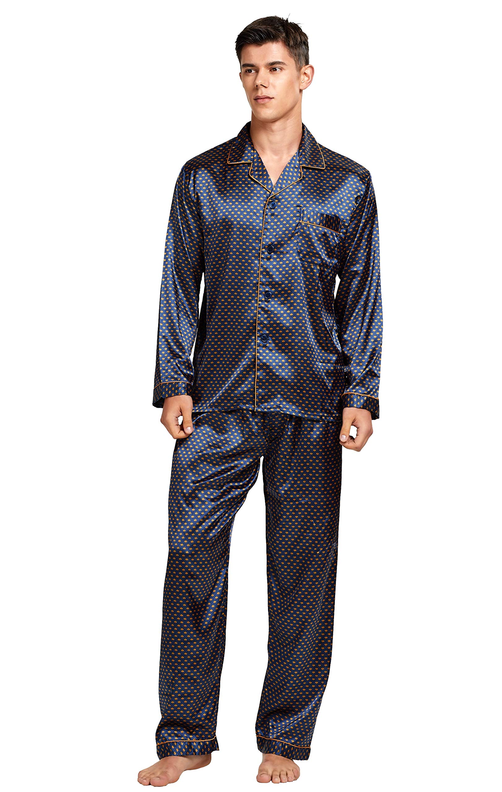 Silk suit pyjamas - TONY CANDICE mens satin pajama set luxury housewarming gift